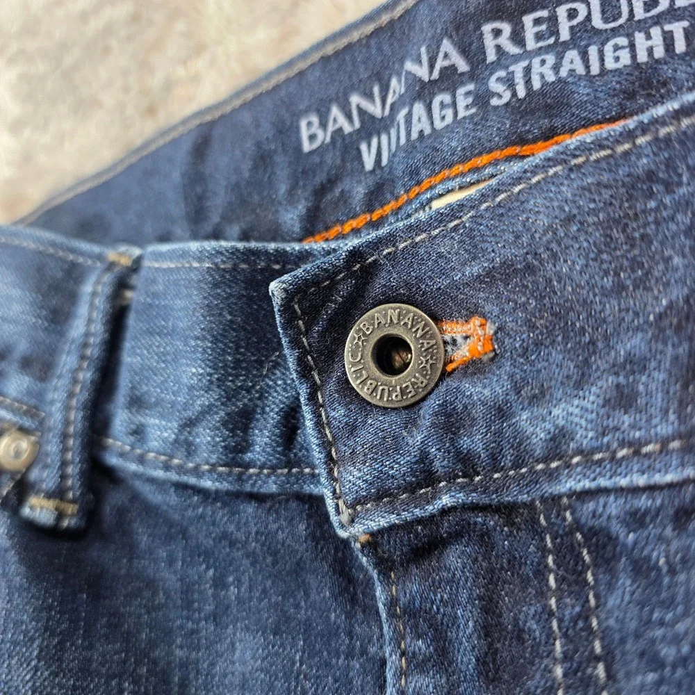 Banana Republic Vintage Straight Jeans Medium Indigo 33x30 Mens Denim